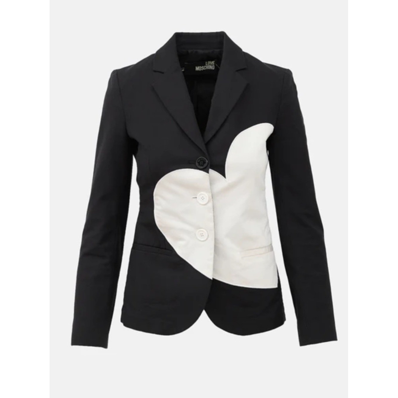 NWT Love Moschino black white heart applique blazer
