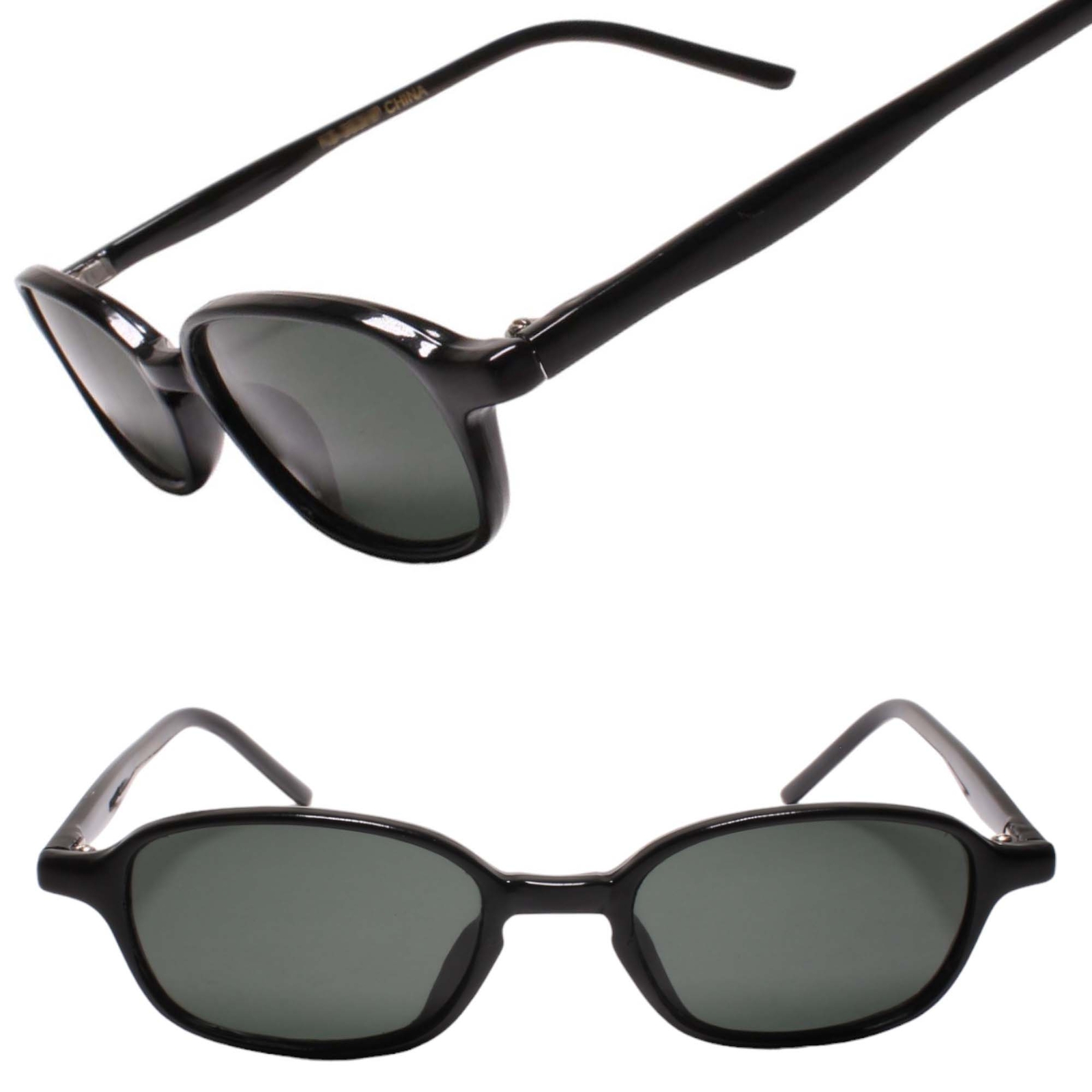 Classic Grunge Style Authentic Vintage Minimalist Rectangle Black Sunglasses