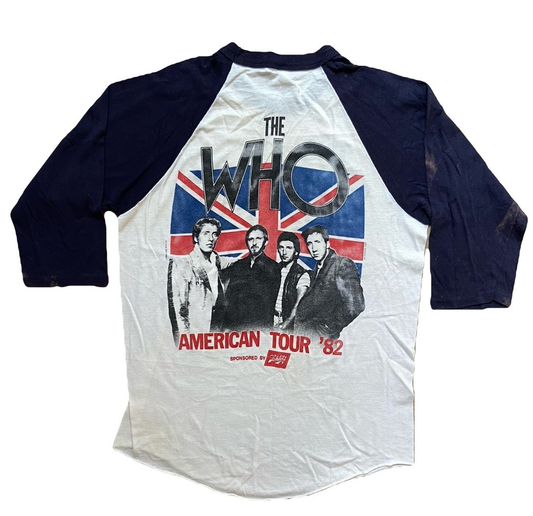 Vintage 1980s The Who American Tour 1982 T-Shirt Raglan 3/4 Baseball Tee Large