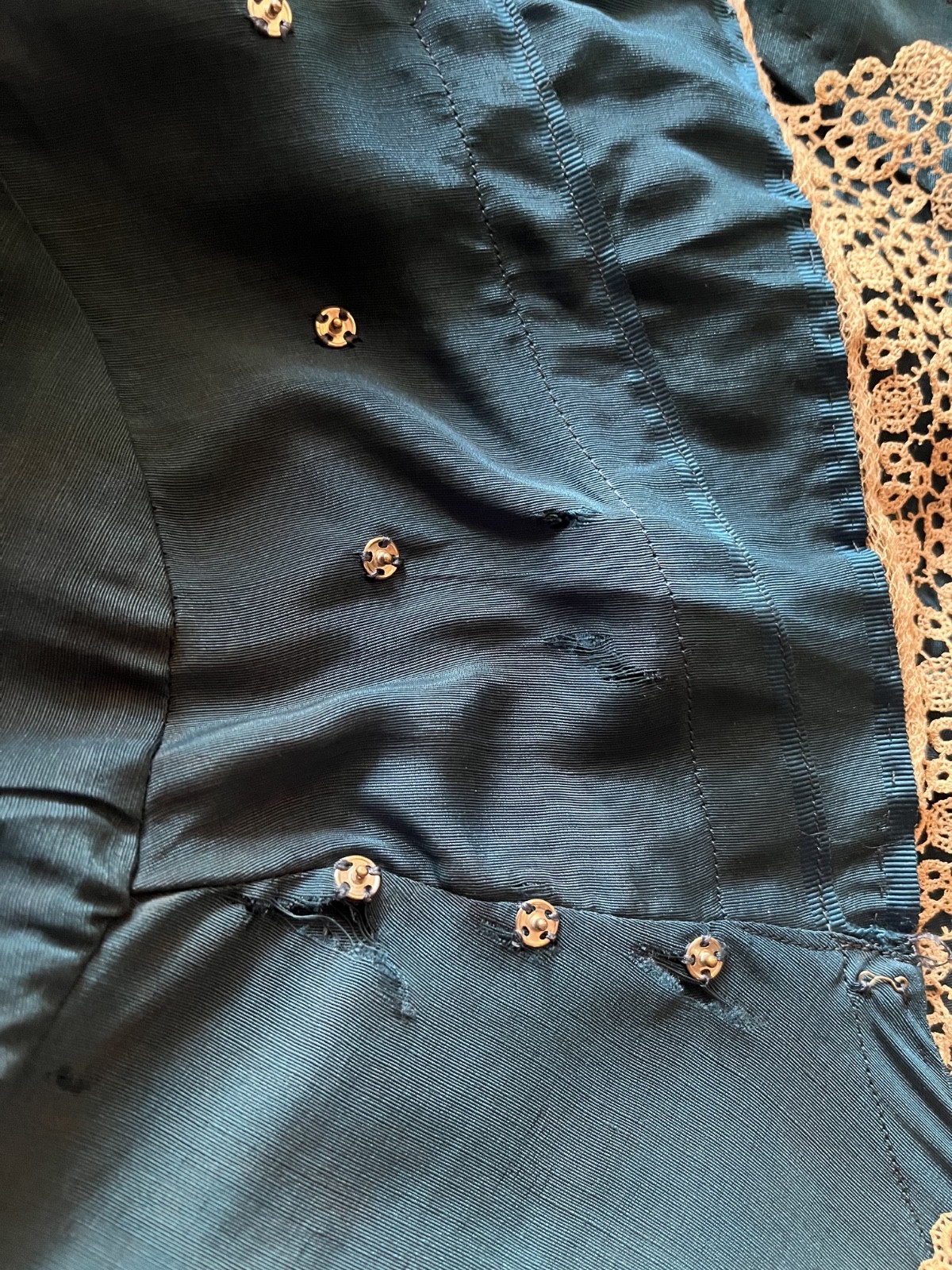 1910s 1900s antique Turquoise Silk Dress – M/L