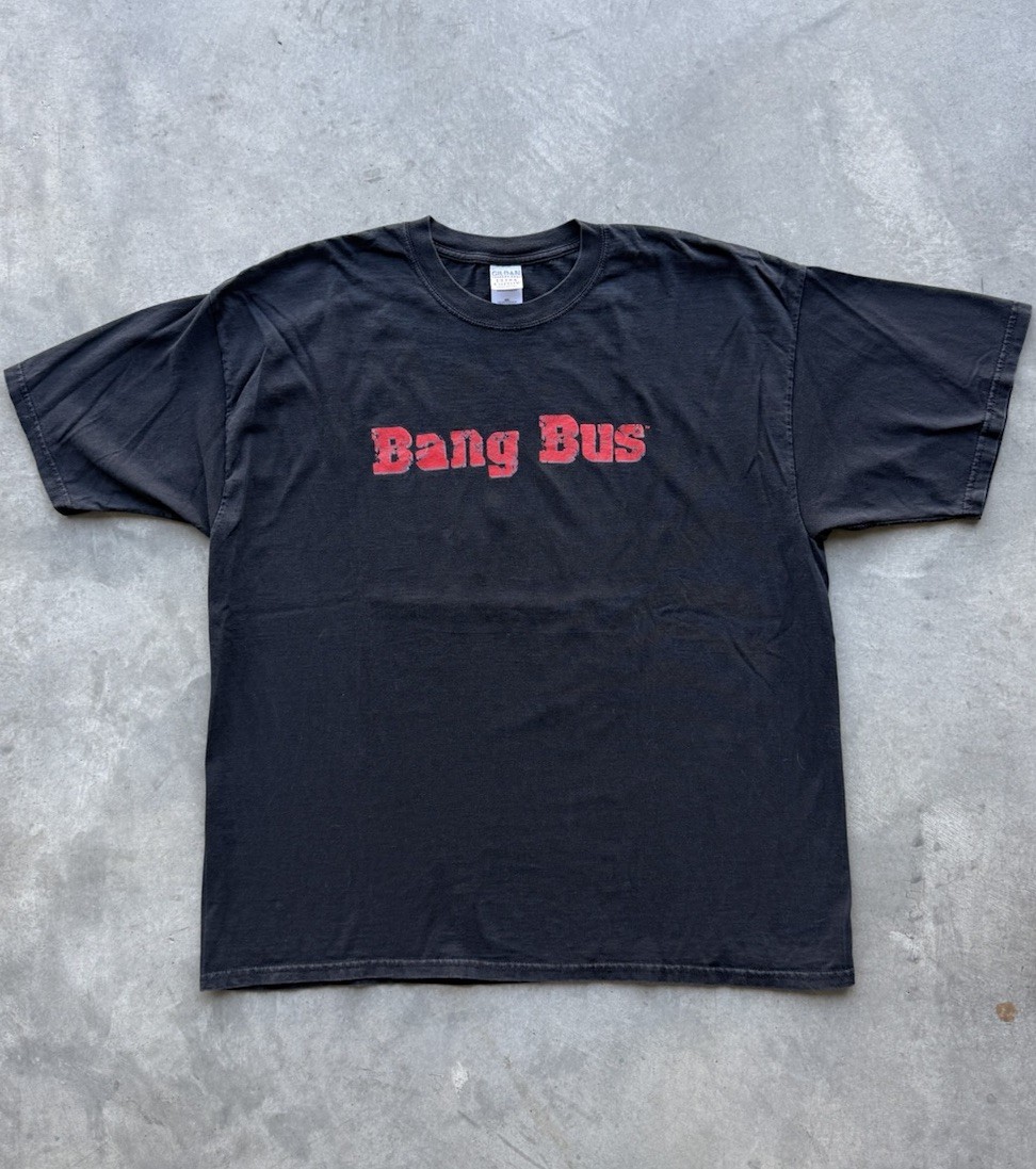 Vintage Bang Bus T Shirt Size 2XL Logo Graphic Print Black