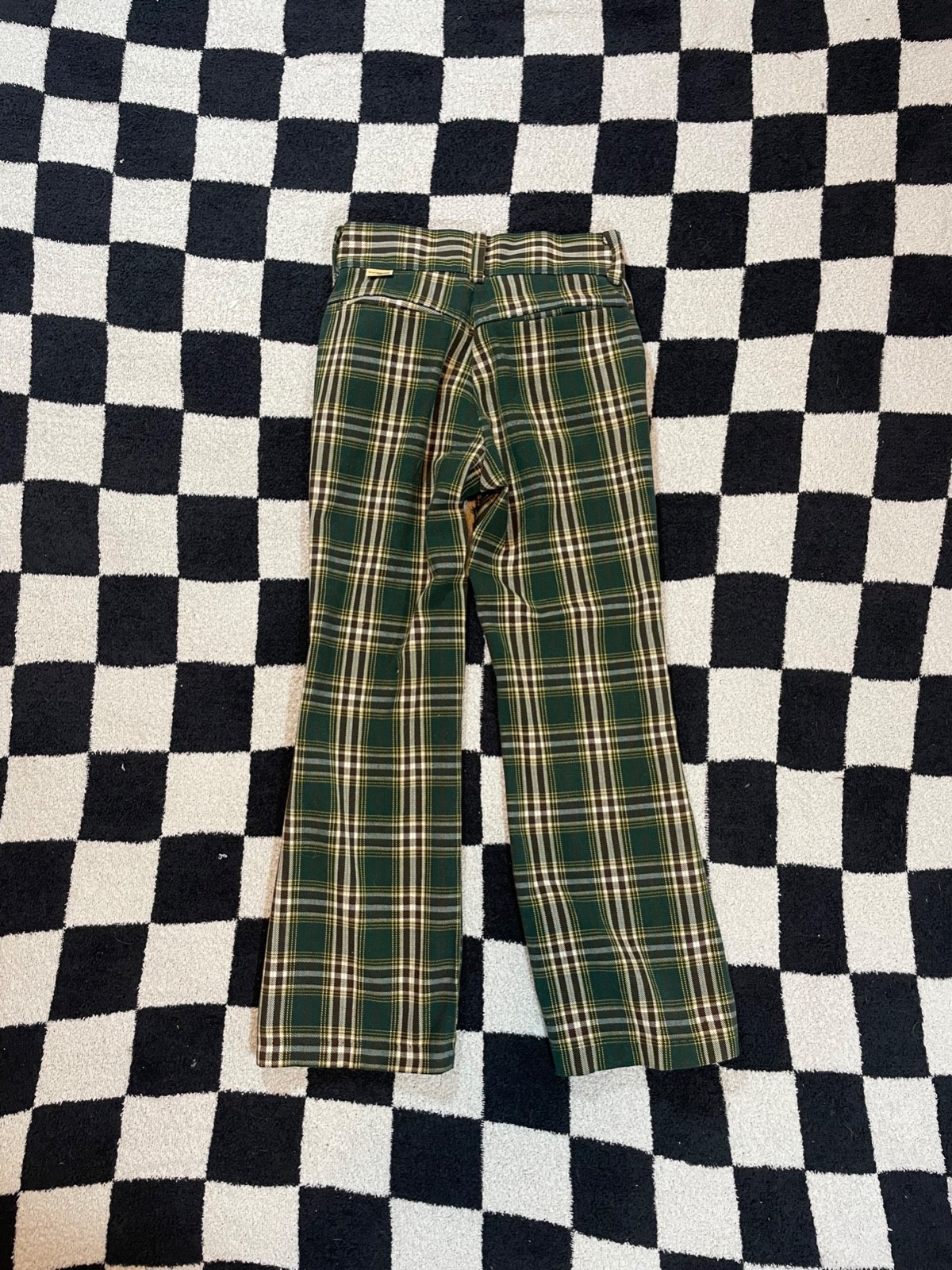 vintage 70’s jcpenny high waist flared plaid pants kids size 10 waist 22 inches