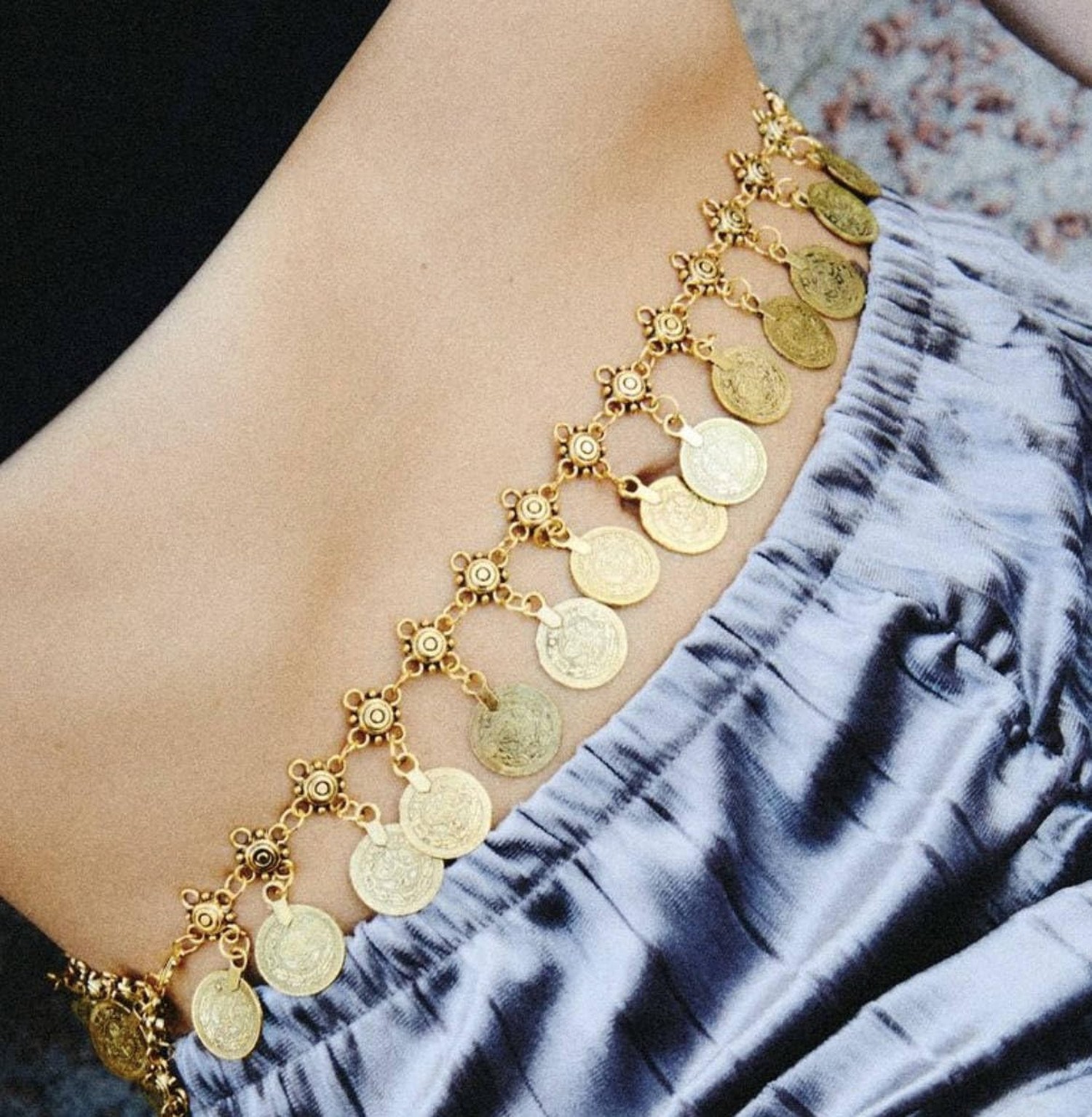 idealway Gypsy Silver Dangle Coins Belly Chain Hippie Boho Belt Belly Dance C…
