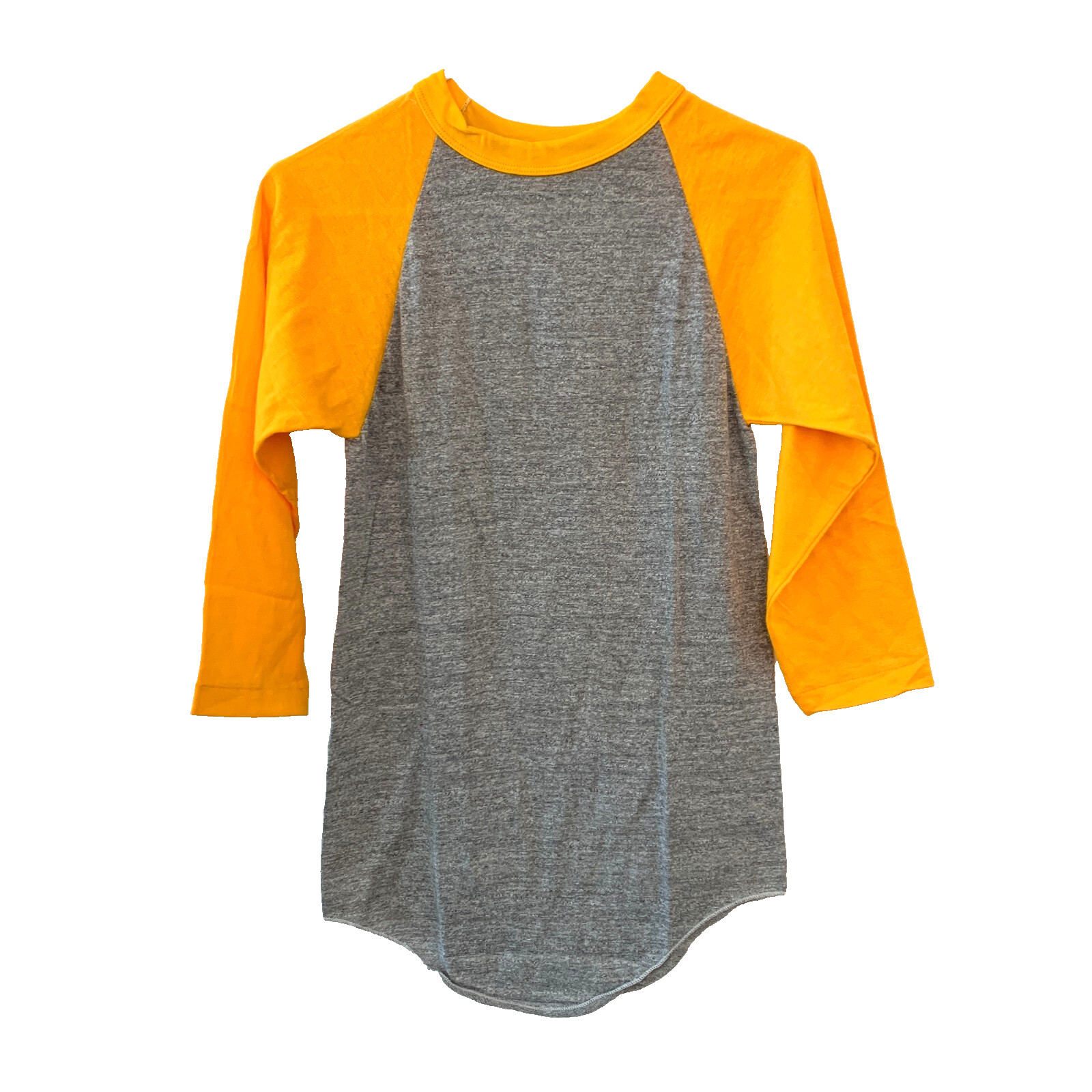 Vintage 70s Deadstock Sportswear Gold Gray Raglan Single Stitch Blank Tee Sm B