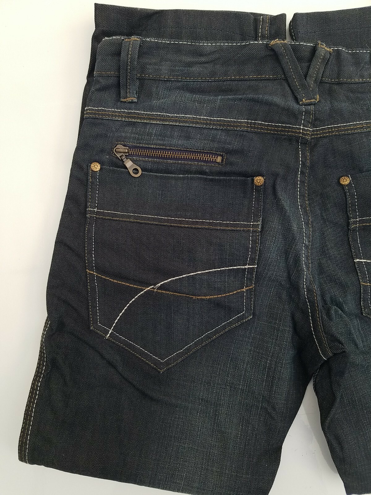 Vintage Carnet de Vol Unisex Dark Blue Jeans 31 x 27.5; FR 38; IT 46; 7 Pockets