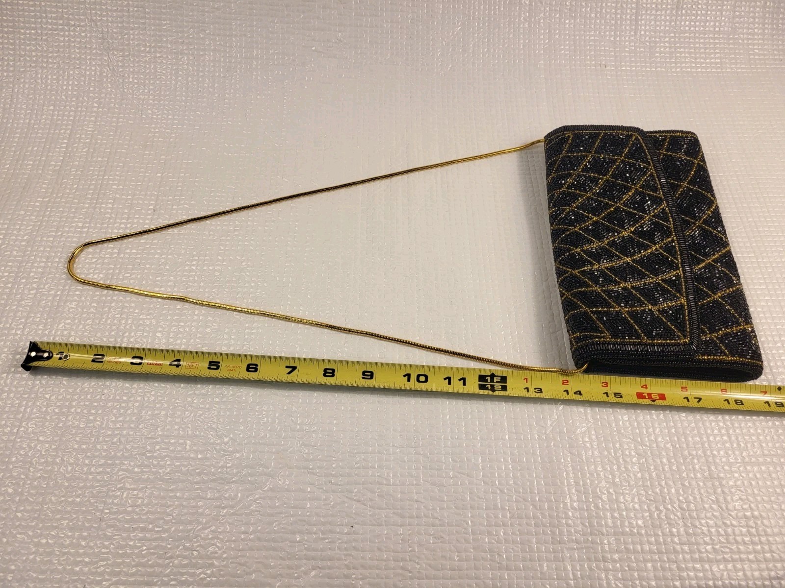 Vintage Beaded Clutch Purse By Walborg Style 338/1 Black And Gold