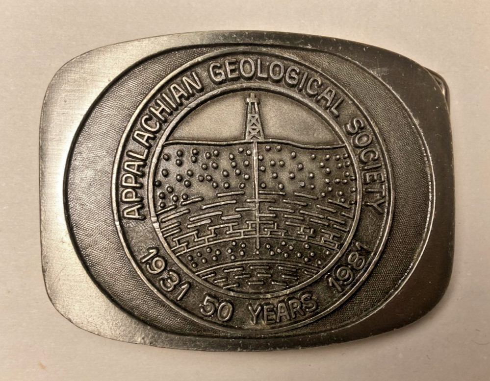 Rare Pewter Appalachian Geological Society Belt Buckle Anniversary 1931-1981