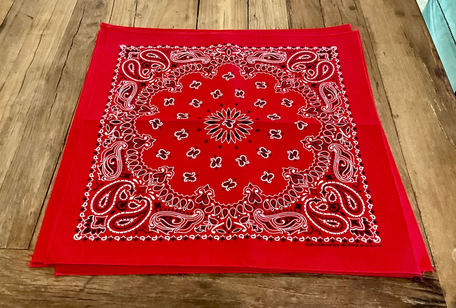 Vintage Have-A-Hank Bandana Red Paisley RN 15187 Made in the USA 100% Cotton