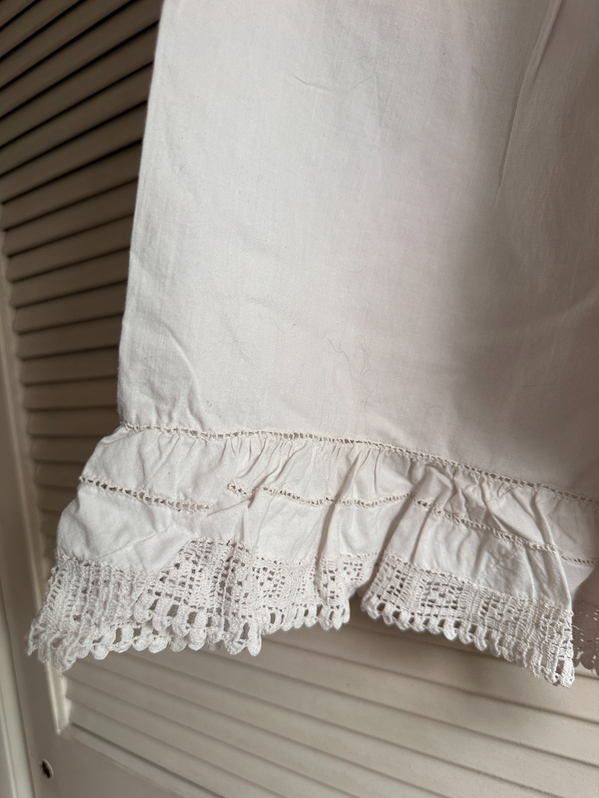 Antique Edwardian Cotton Bloomers | Filet Crochet Trim | Size XS | Coquette Girl