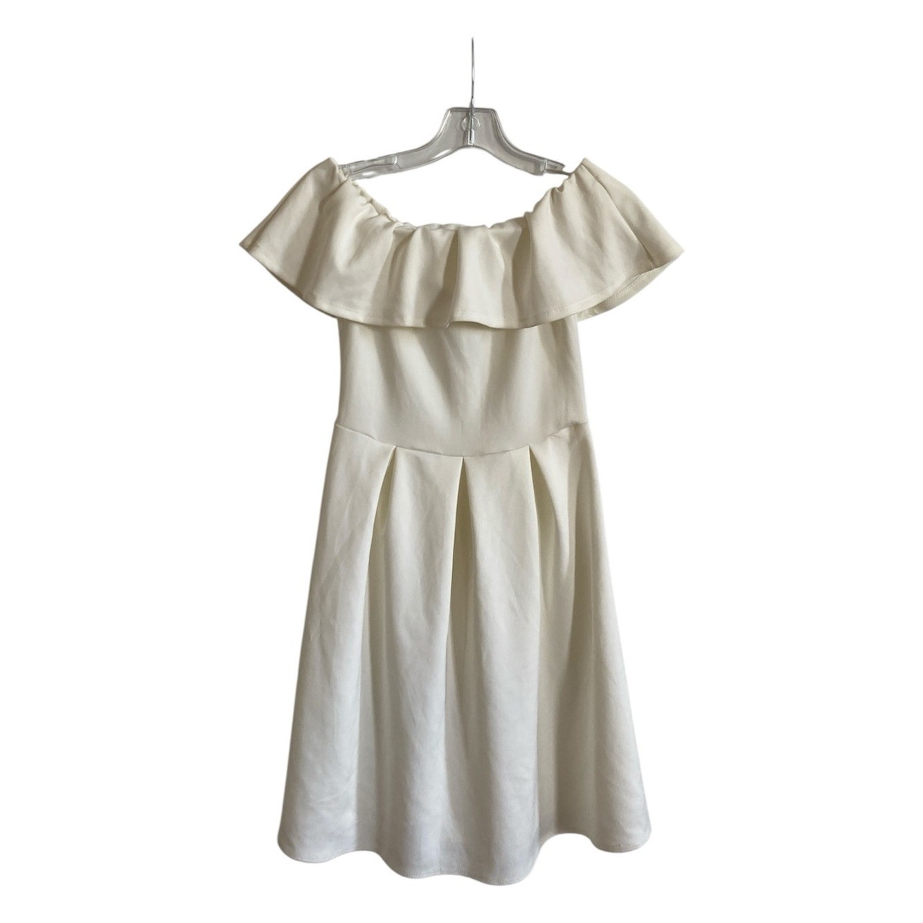 Off-White Cream Off-Shoulder Ruffle Dress