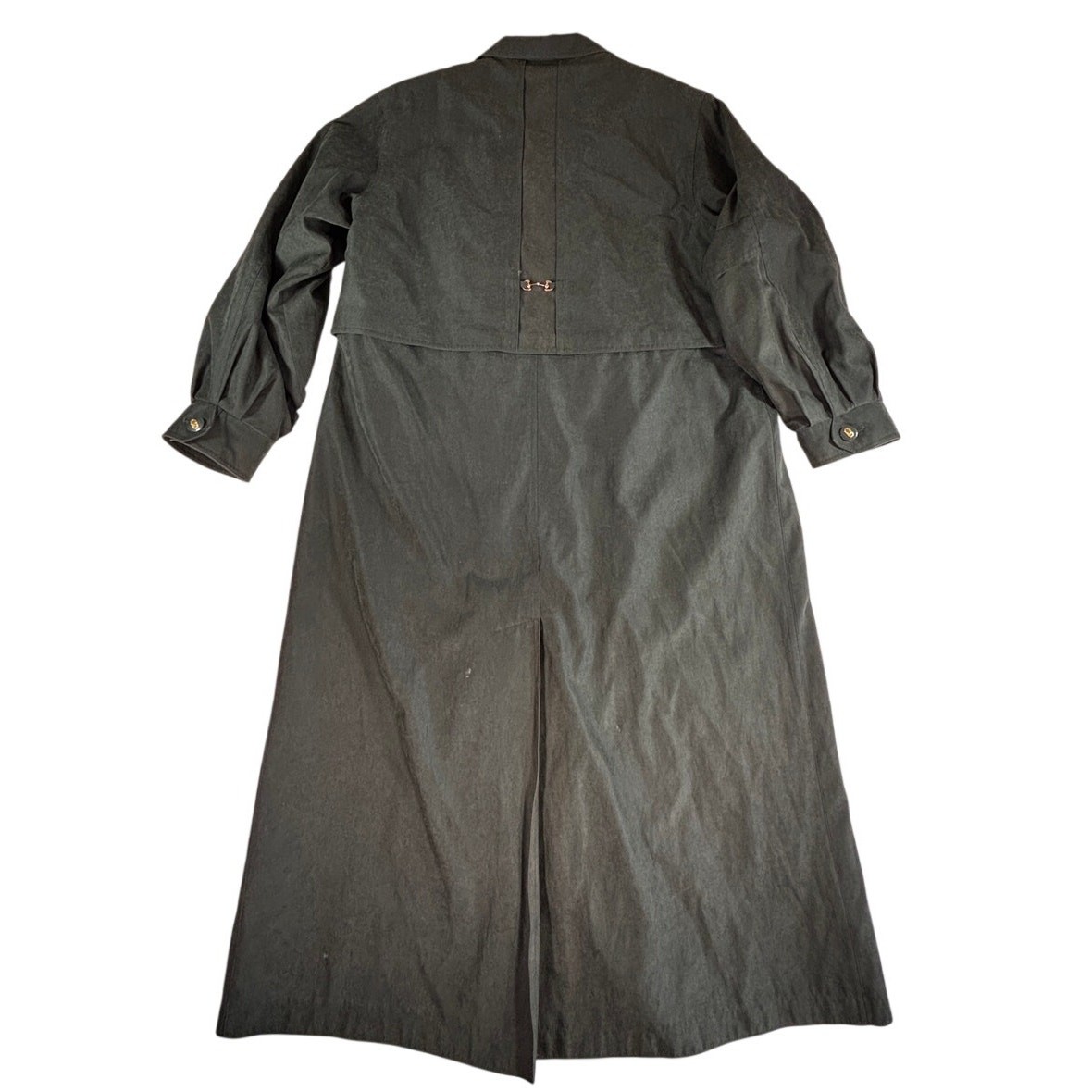 VTG Fleet Street Equestrian Horsebit Trench Coat Jacket Green Y2K Women Sz 12
