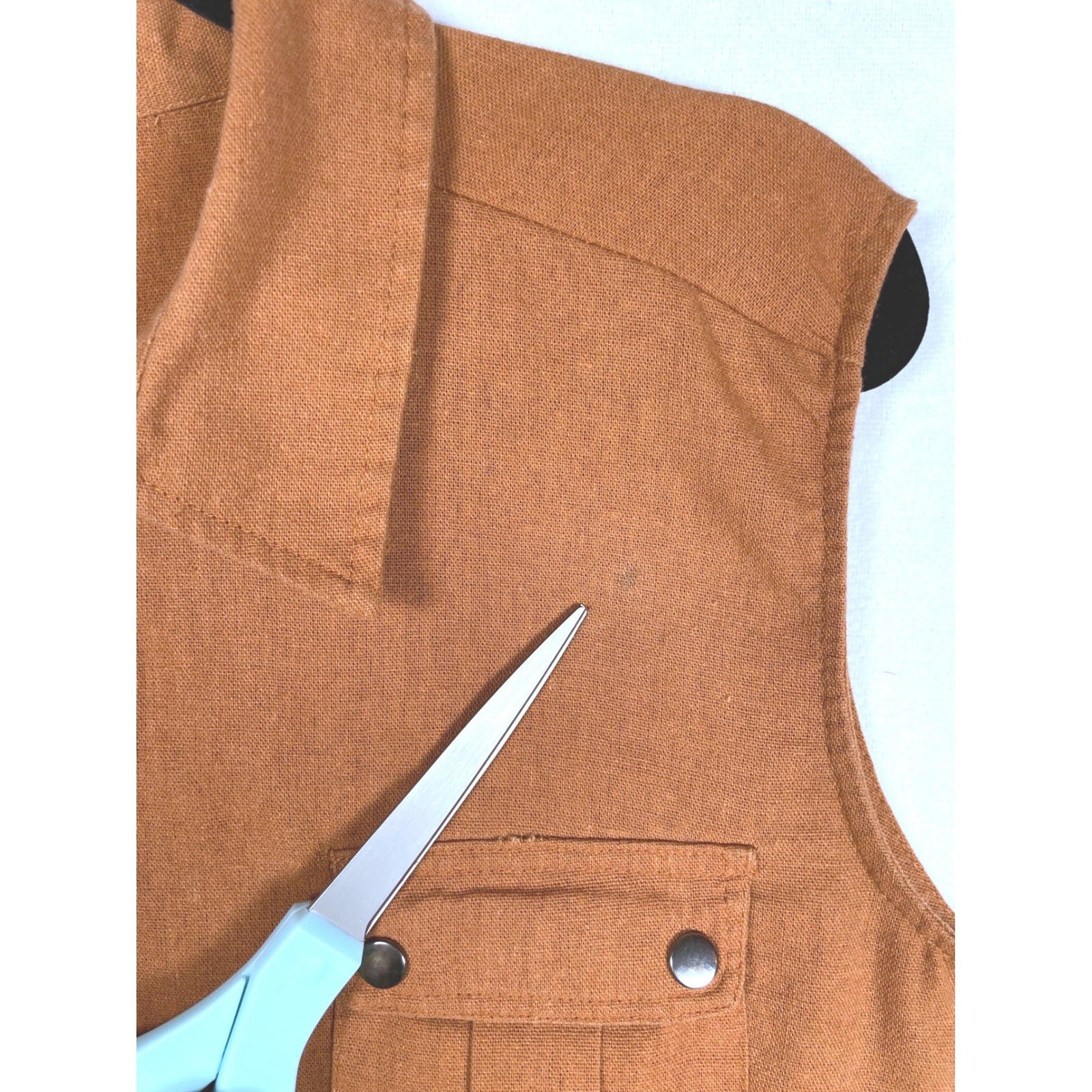 linen blend zip collar shirt dress mini sleeveless XLP rust brown 90s Y2K