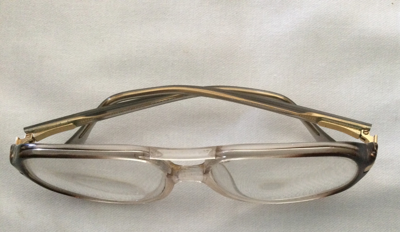 Vtg Luxottica Stanley Oversized Taupe Amber Eyeglasses Frames Made Italy 145MM