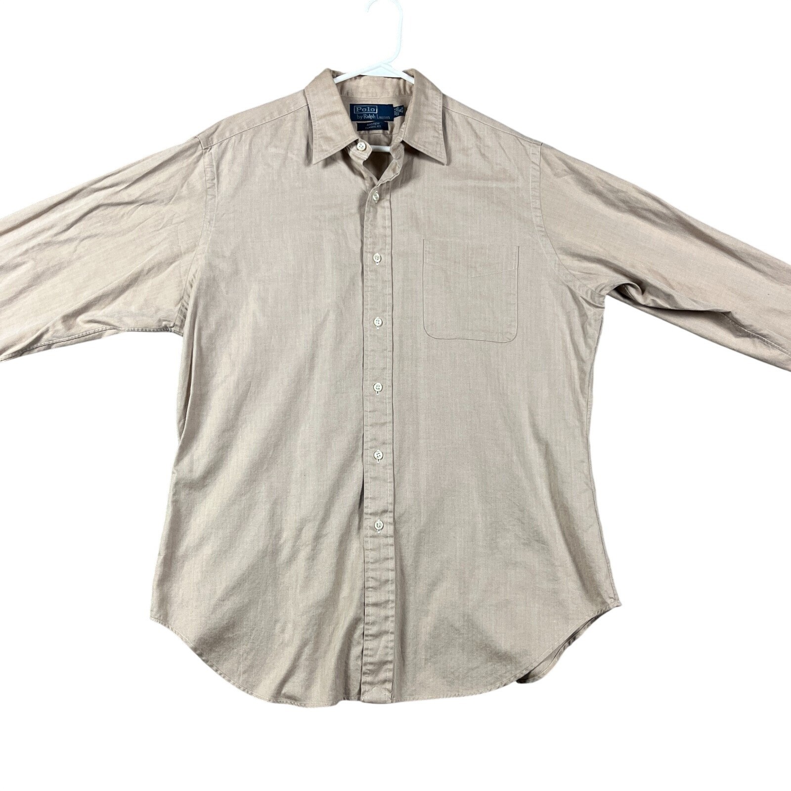 VTG Polo Ralph Lauren Brown Dress Shirt 16 32/33 Classic Fit Long Sleeve Andrew