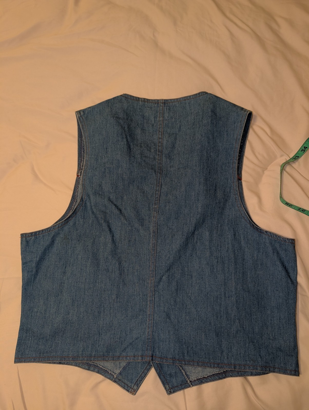 Gaslight Blue Denim Vest Button Front Size L Regular Cotton/Polyester