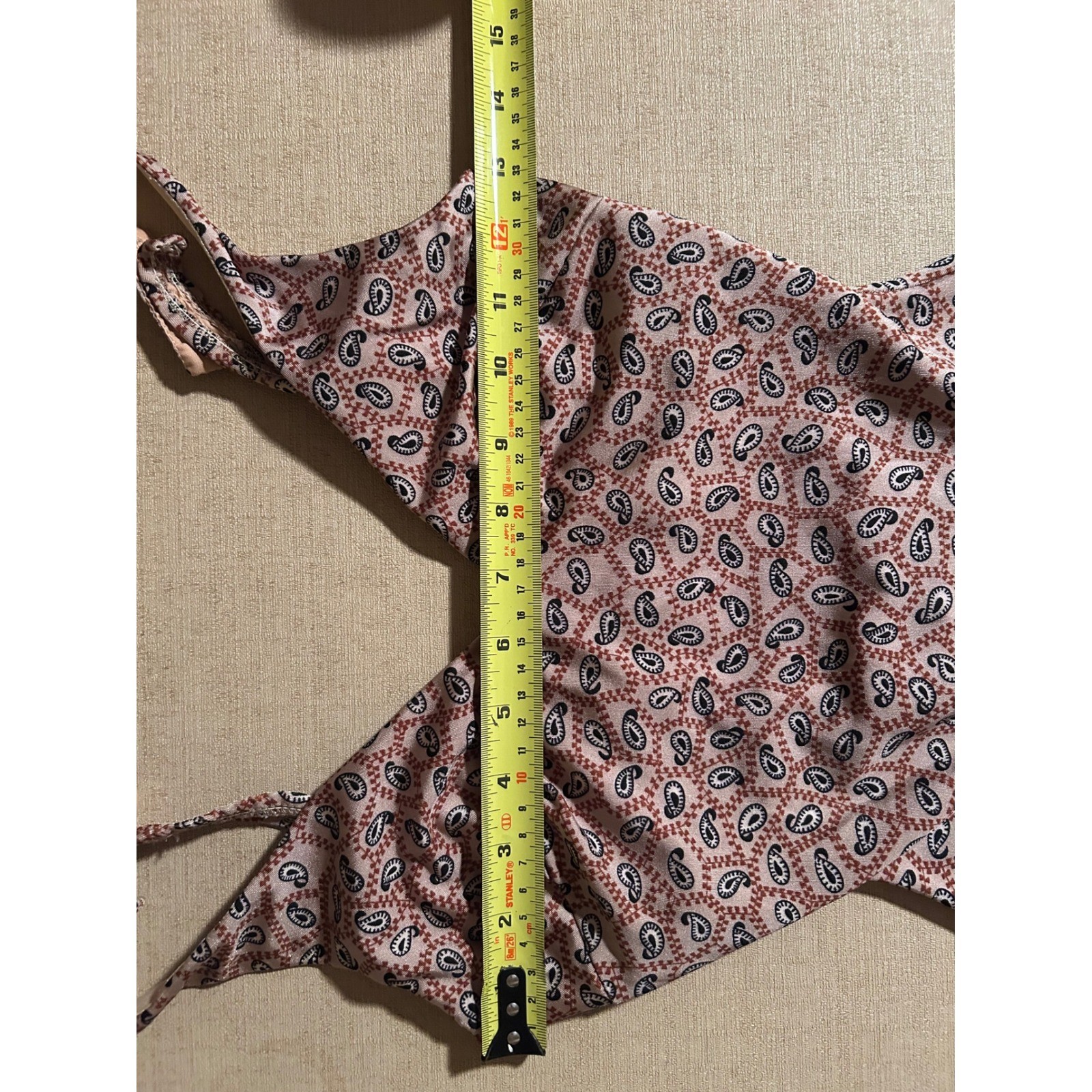 Vintage 70s 80s Cole of California Paisley One Piece Swimsuit Brown Red V-Neck