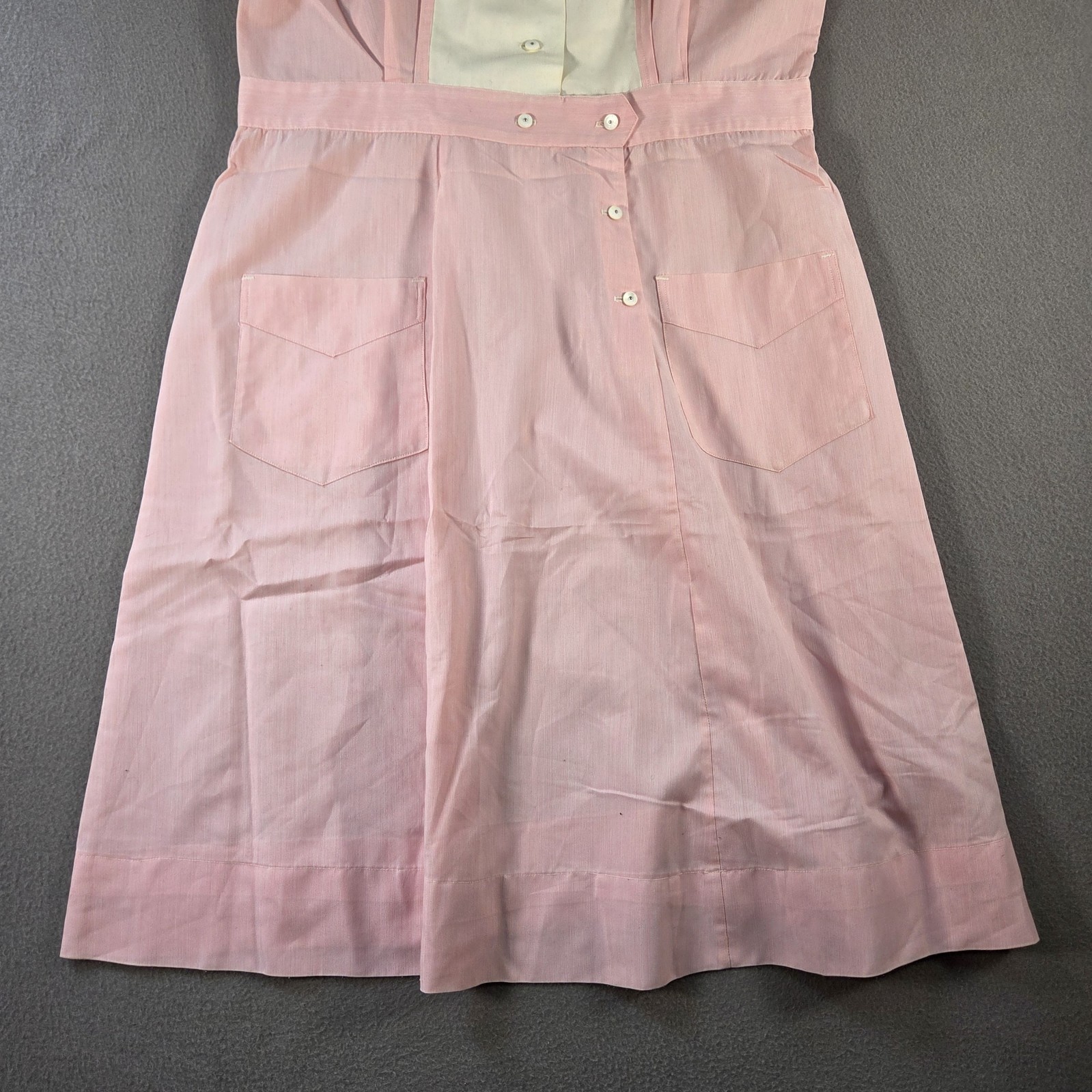 Vintage Nurse Uniform Womens XL 2XL Pink Dress Aldrich Sanforized 50s 60s