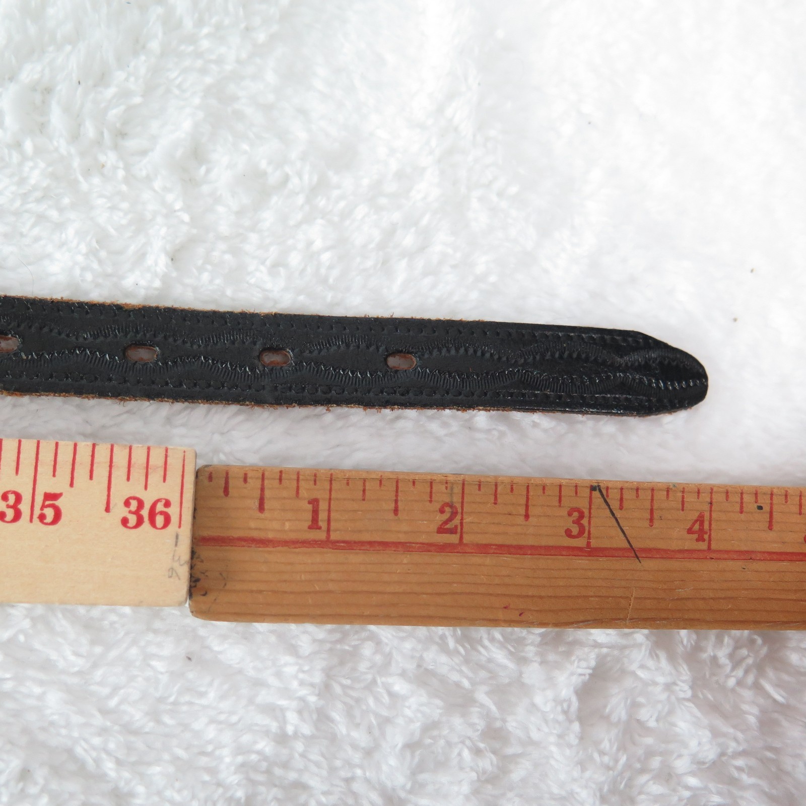 Beaded Native Belt Vintage Cowhide Hand Beading sz 36 Narrow China Made Black