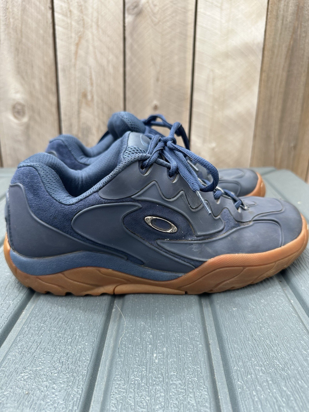 Vintage 90s Rare Oakley Chunky Outdoor Sneakers Shoes Blue Brown Sole Mens Sz 10