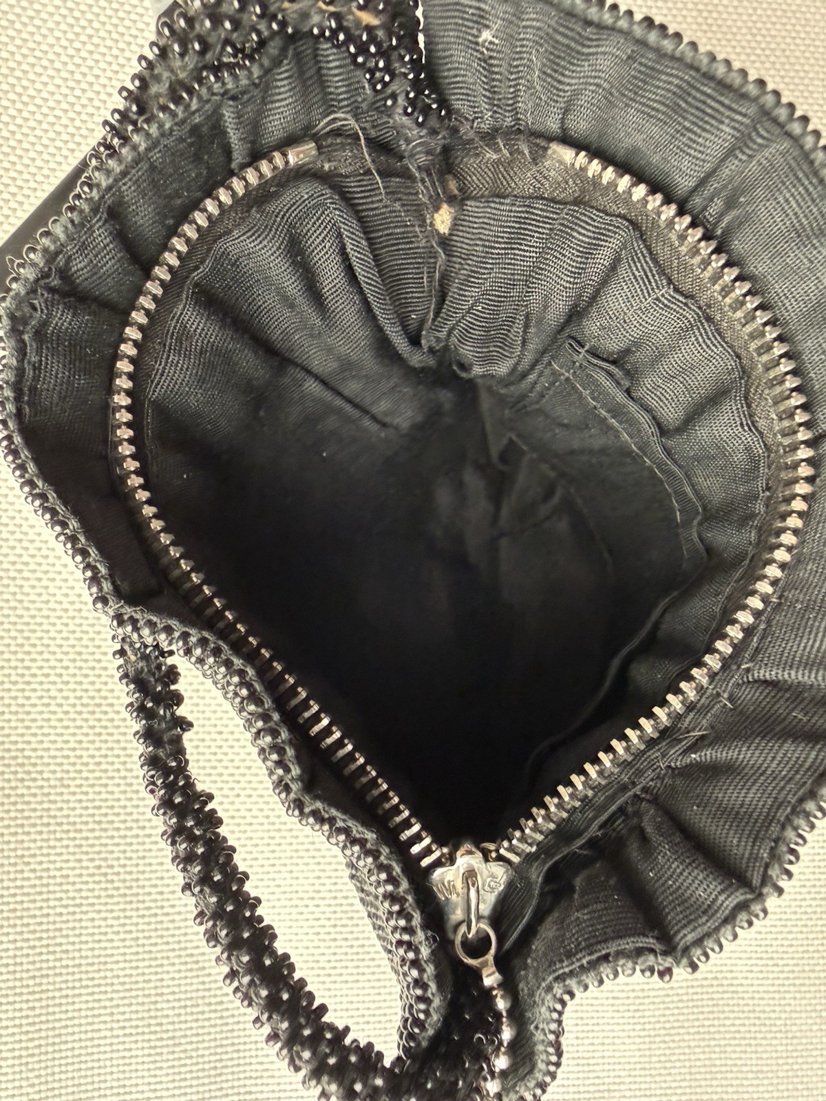 Czechoslovakia Black Glass Beaded Small Purse