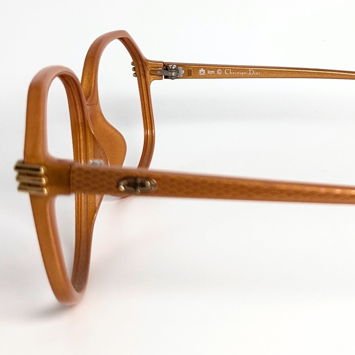 Christian Dior Eyeglass Frame Women 2602 40 Orange Metallic Gold 58/15/135 Optyl