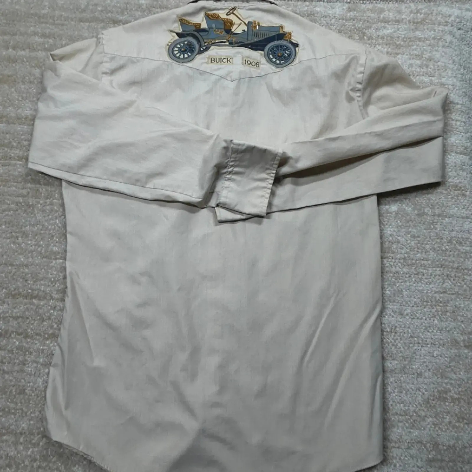 Authentic Western Shirt Buick 1908 Embroidered Vintage Large 65 Polyester 35