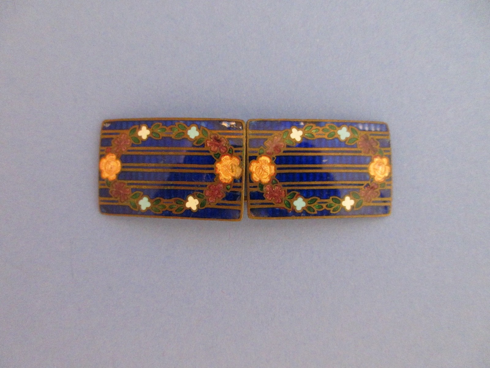 as is- Antique Vintage Art Deco Ladies ENAMEL BELT BUCKLE Czechoslovakia 2-piece