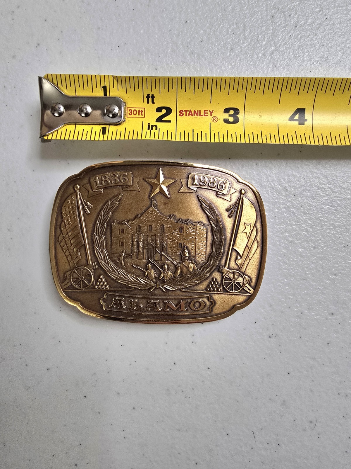 Historic Providence Mint Alamo 150th Anniversary Bronze Belt Buckle & Box