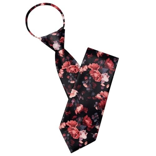 Mens Ties 3.15″ Pre-tied Adjustable Necktie Printed Fashion Neck Tie for Rose