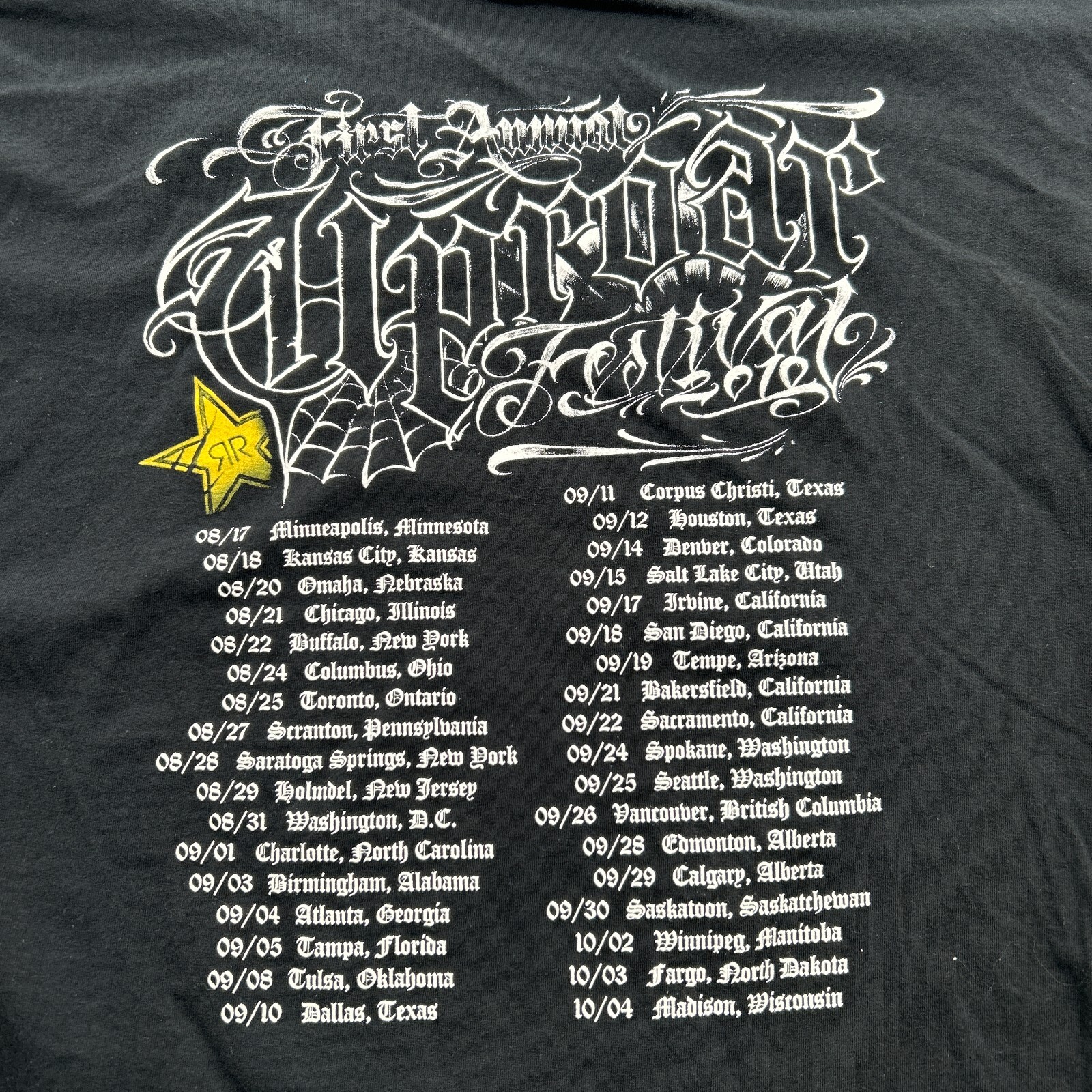 Vtg Uproar Festival T shirt xl/xxl concert tour heavy metal 2010 Black