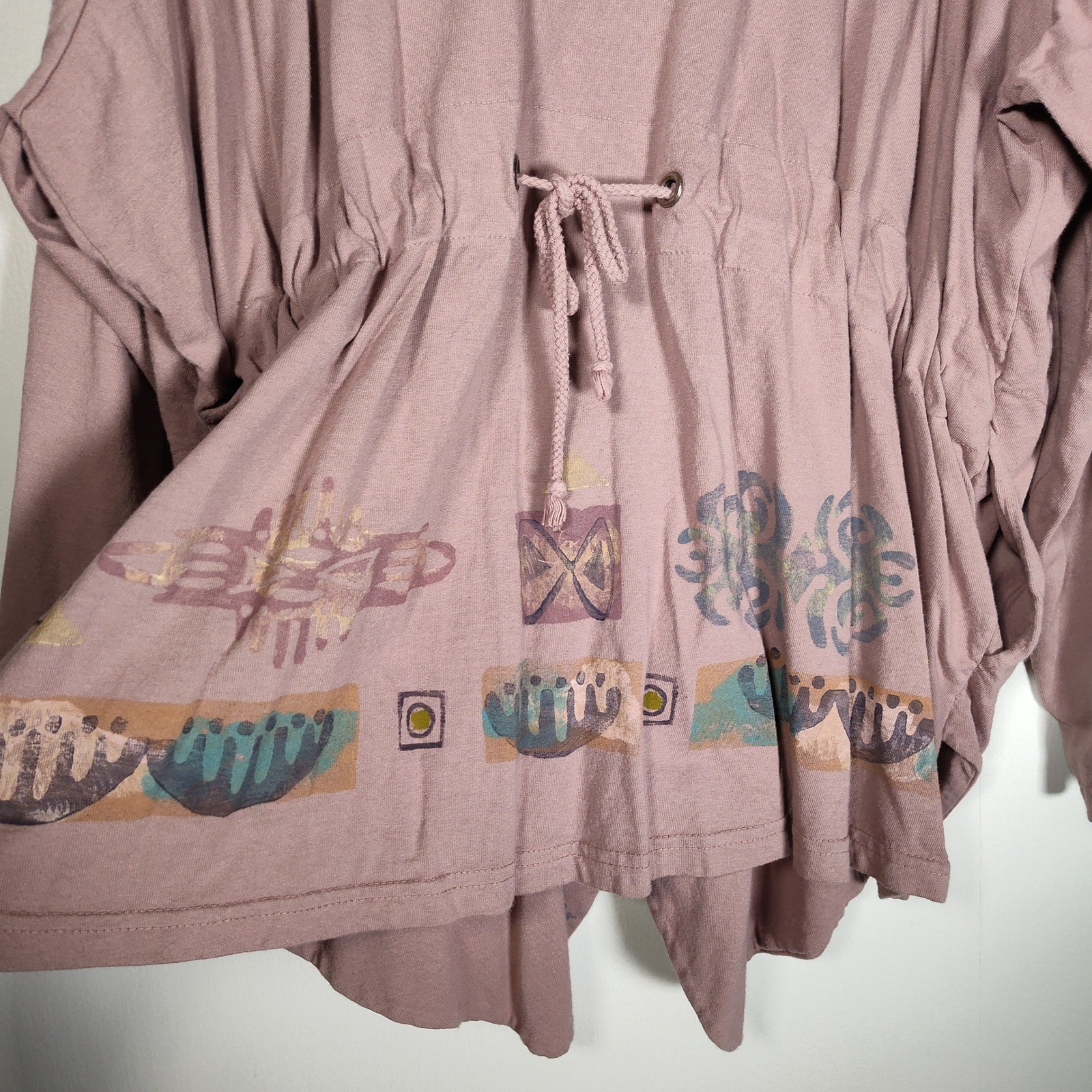 Blue Fish Vintage 1993 Four-Door Jacket Hand Printed Button Front Drawstring