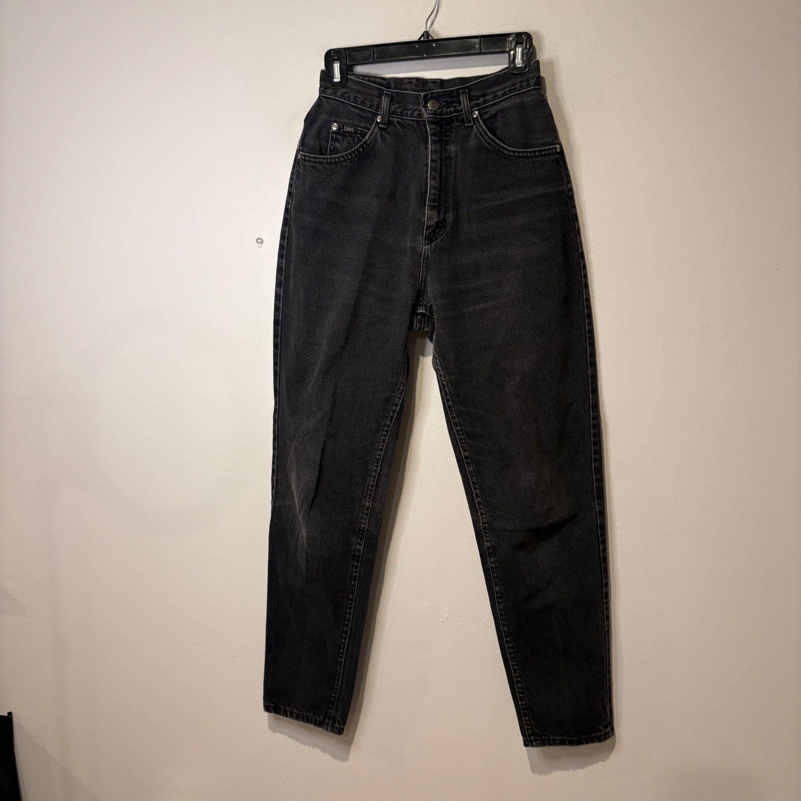 Lee Vintage High Waisted Jeans Womens 25 Faded Black 90s Tapered Made in USA