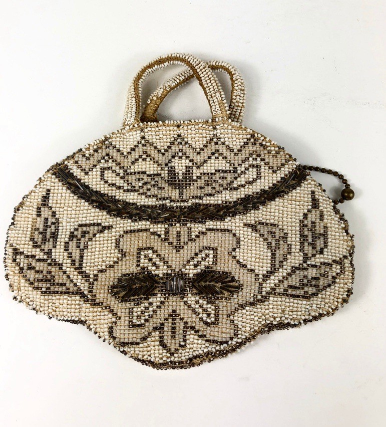 1930s Vtg Czechoslovakia Beaded Purse Butterfly Evening Bag Clutch Czech Handles
