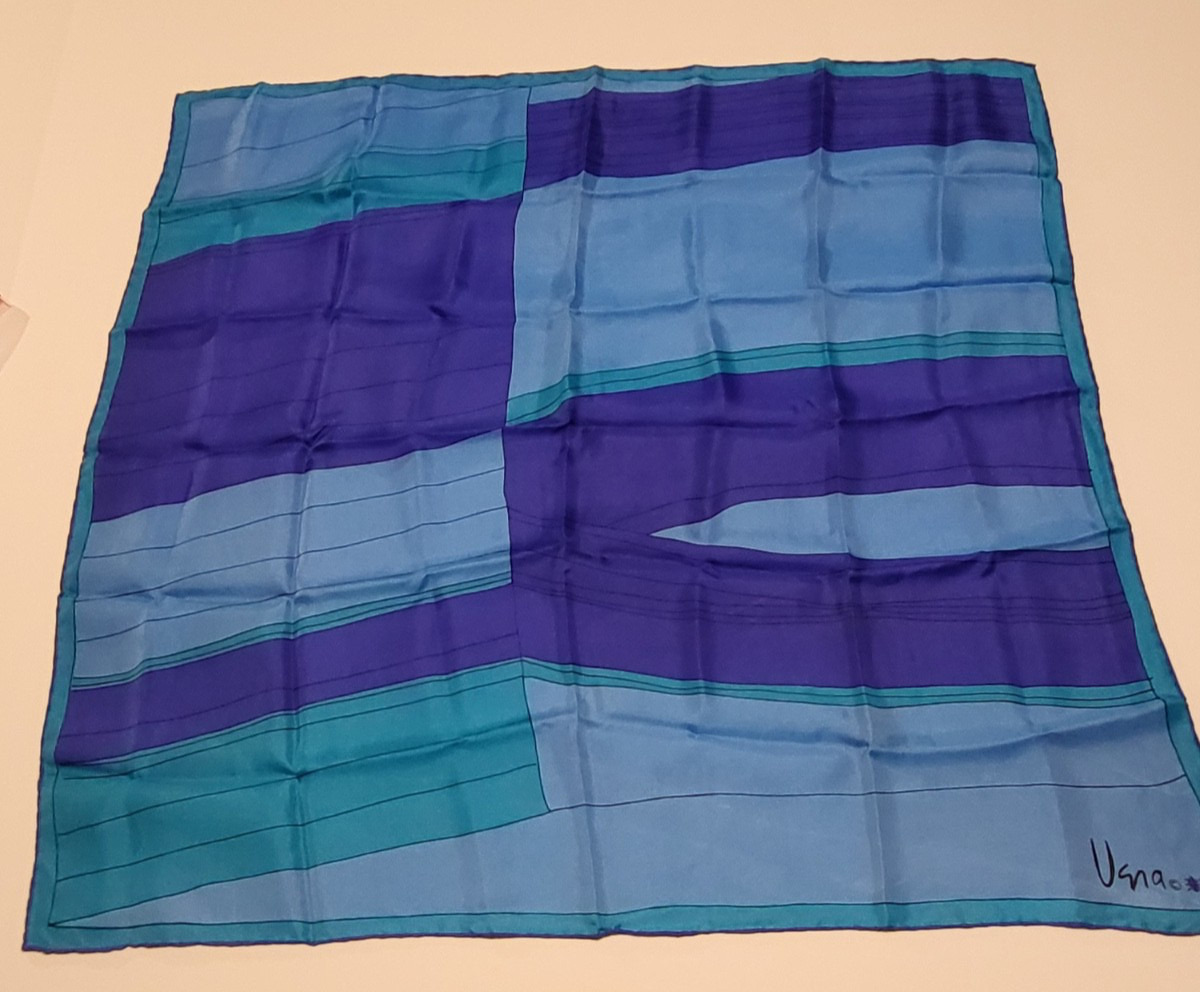 2 Vera Neumann Silk Square Scarves Ladybug Logo 25inx26in Geometric Pattern