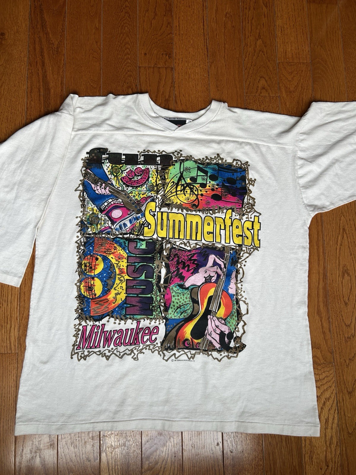 Vtg 1991 Summerfest Holoubek Shirt Small Med Single Stitch 3/4 Sleeve Music