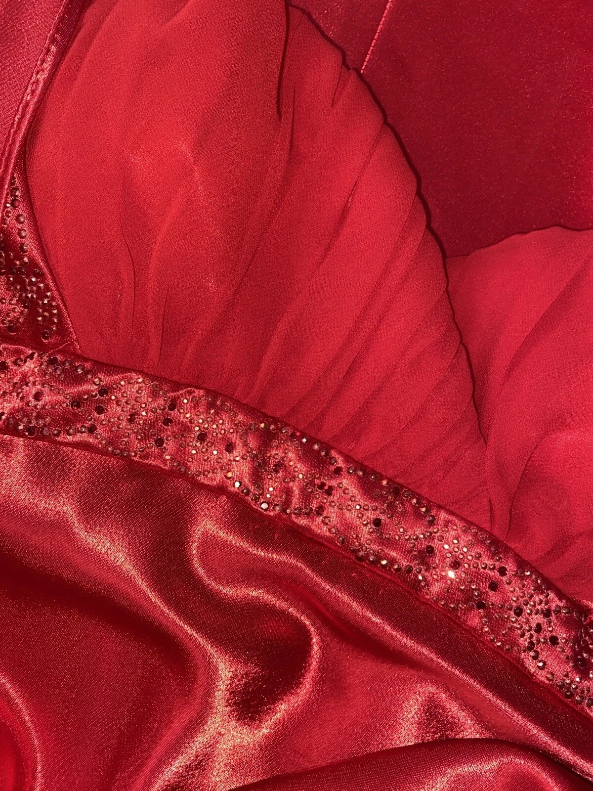 VTG 80s SATIN SHINY LIQUID BOMBSHELL Cocktail Evening MAXI RED Dress M