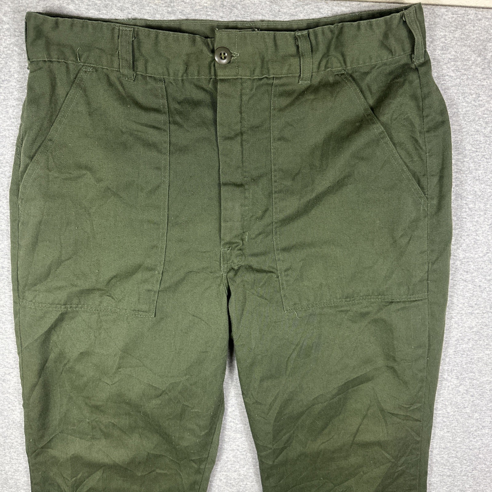 Vintage US Army Pants Mens 36×34 Poly OG 507 Civilian Olive Green 70s Talon
