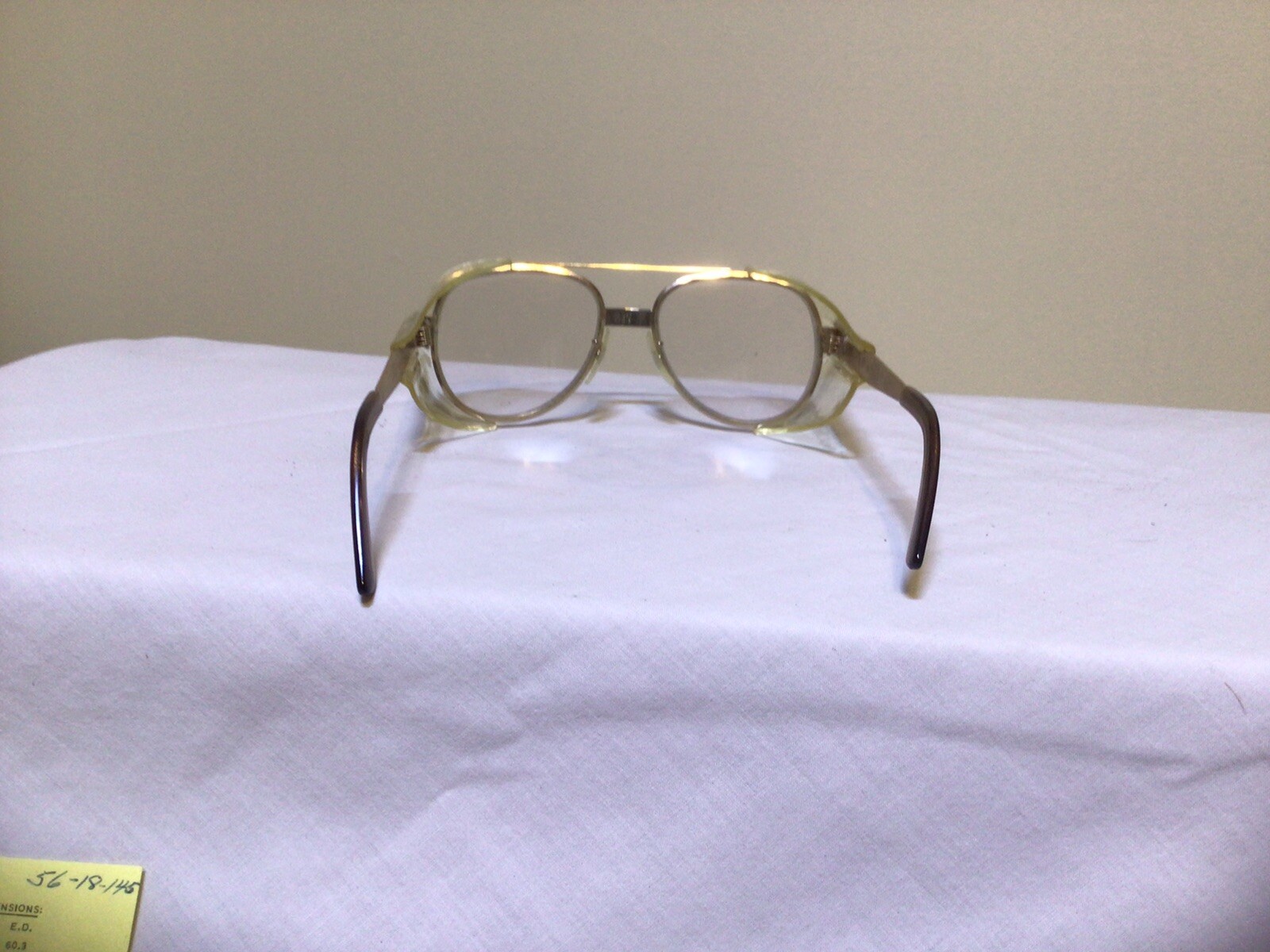 Vintage American Optical Safety Eyeglass Frames Gold 56-18-145mm In Original Box