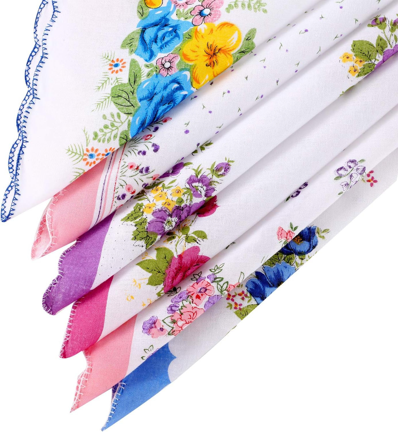 15 Pieces Ladies Handkerchiefs Womens Floral Handkerchiefs Set Vintage Handkerch
