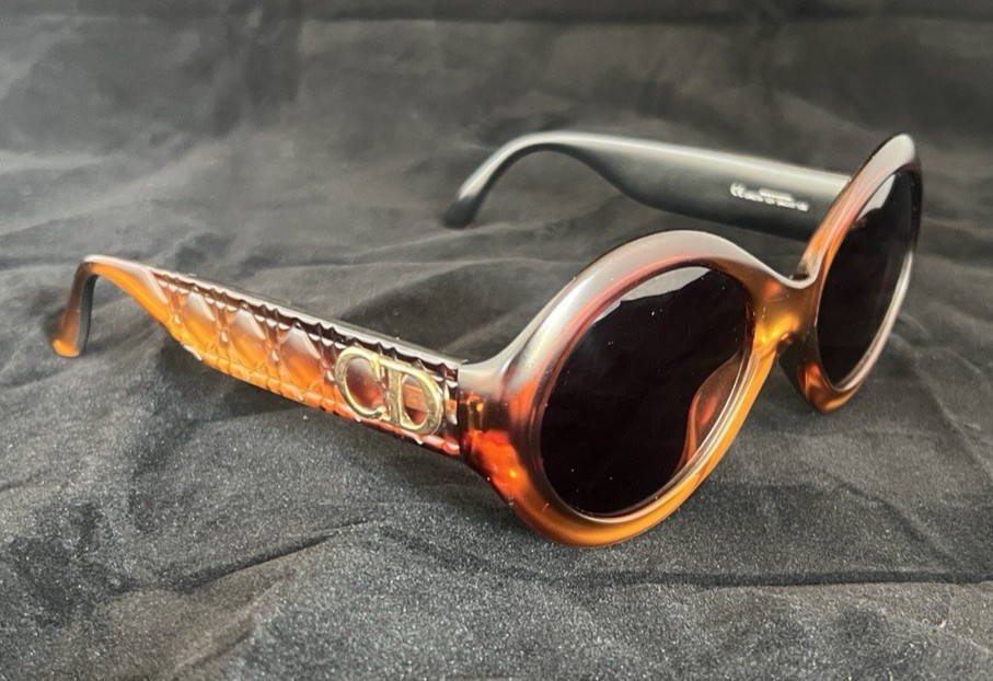Vintage 80s Christian Dior Sunglasses Greta 12Y Optyl Gold Brown Austria 54mm