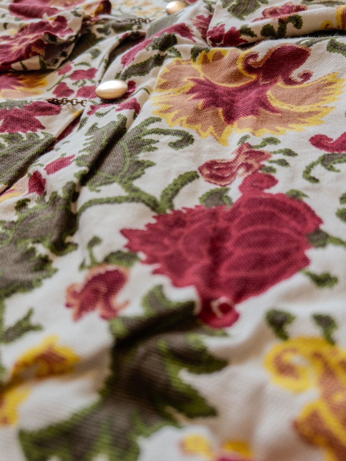 Vtg 1967-69 H Bar C California Ranchwear Floral Shirt Loop Collar Cotton Western