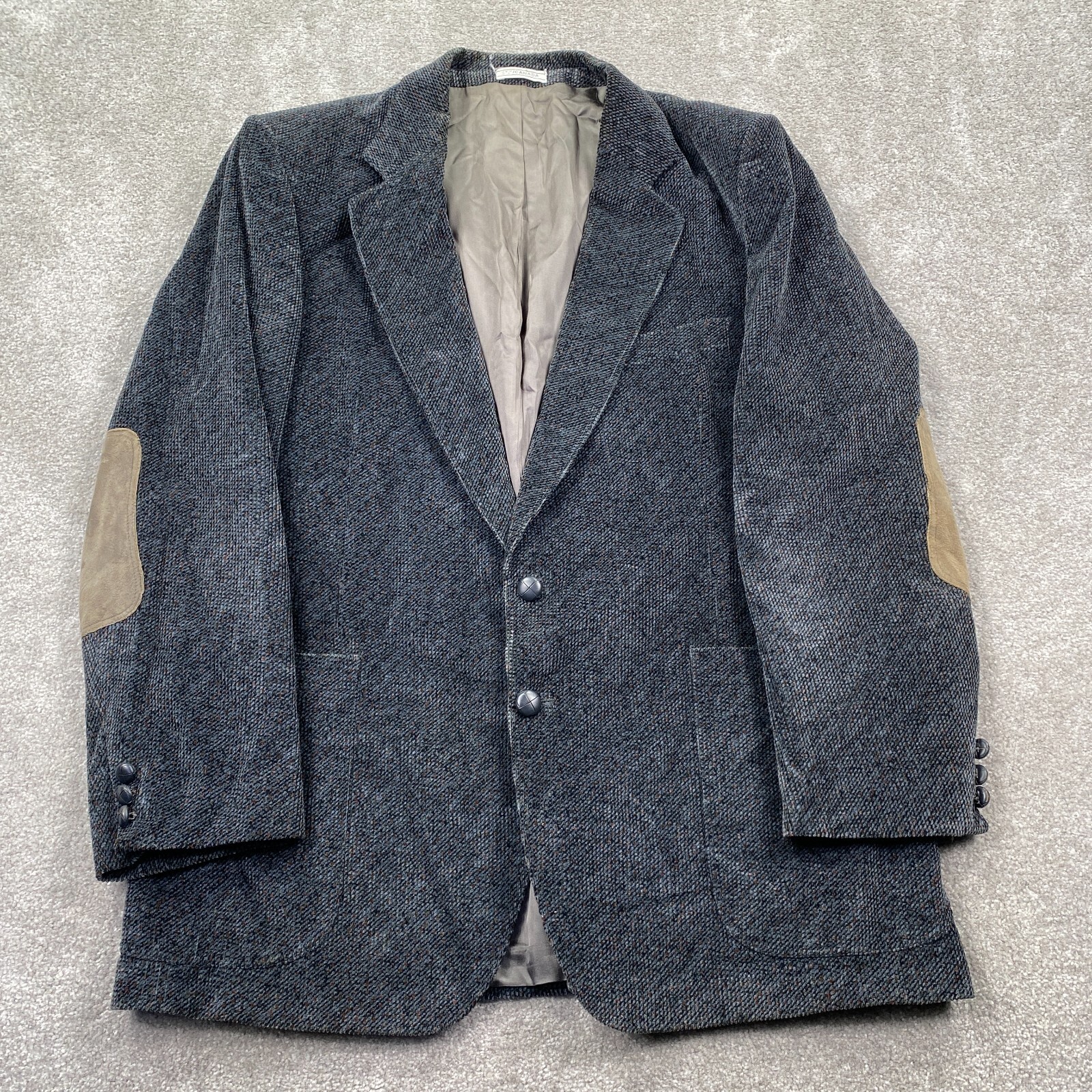 Vintage Accento Tweed Single Breasted Blazer Jacket Elbow Patches Men’s Size 44