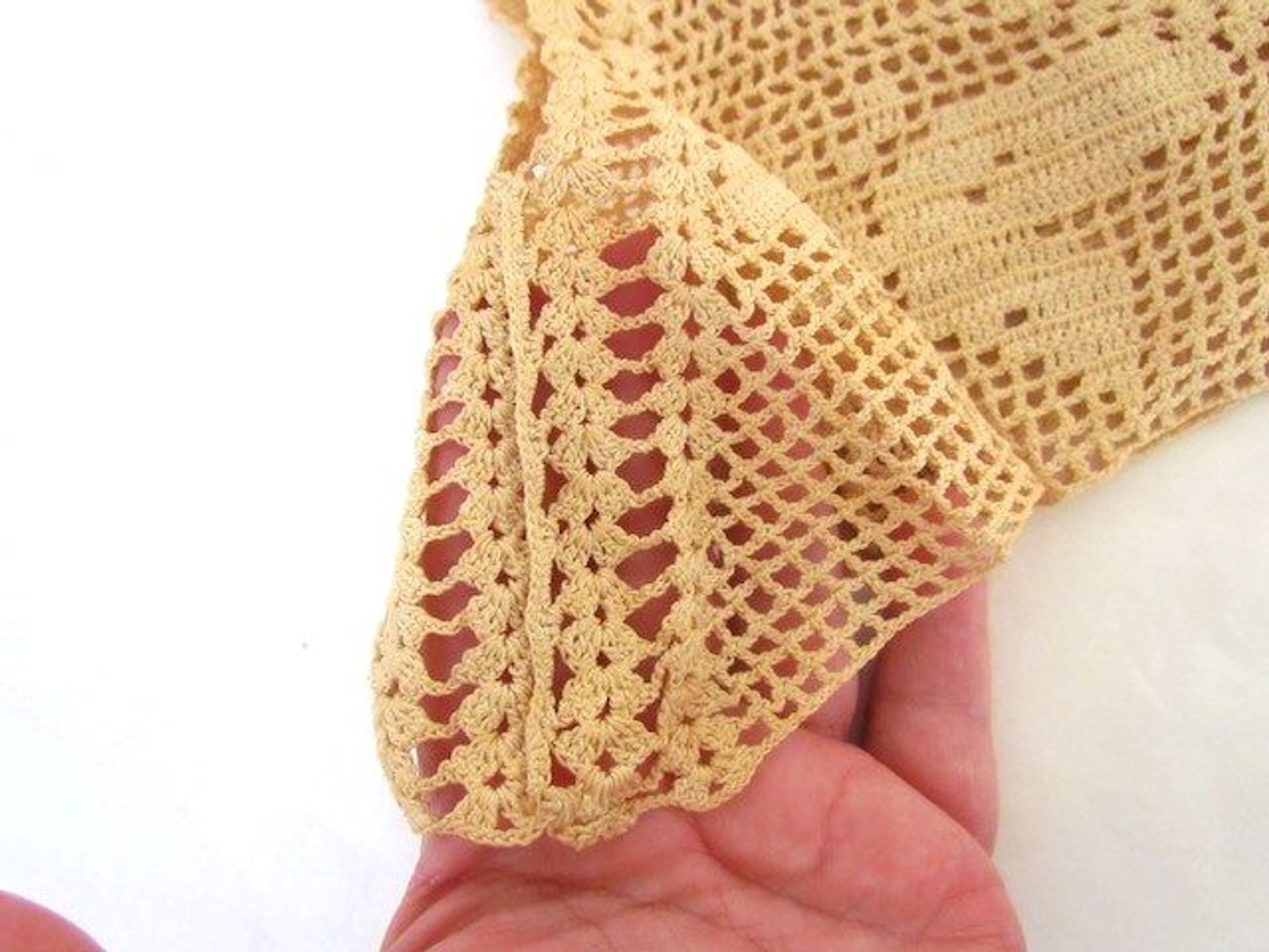 Rare Victorian Filet Crochet Bra Top Butterfly Motif