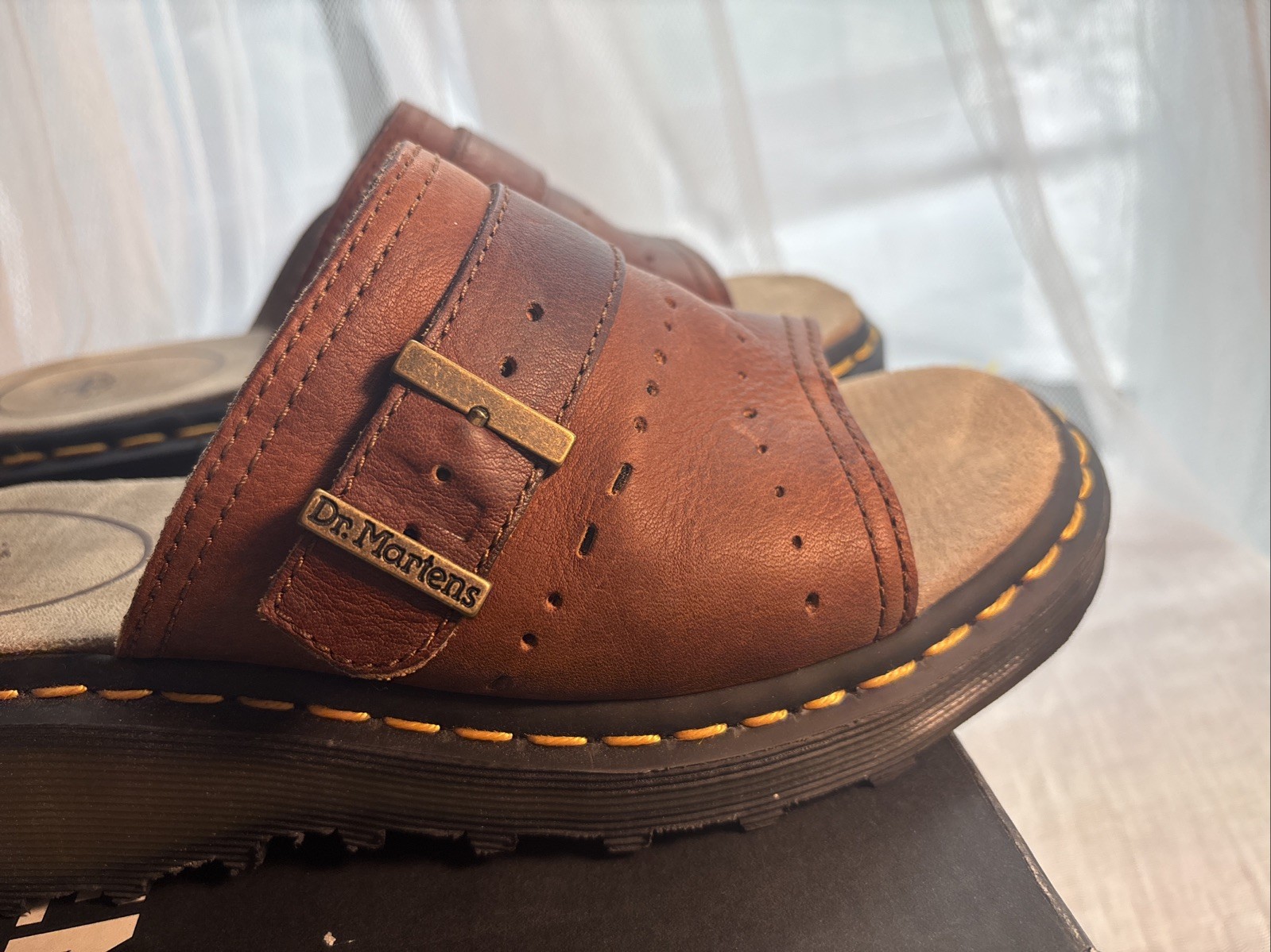 Vintage Dr. Martens 3A99 Peanut Brown Leather Wedge Sandals US 7 EU 38 Y2K 90s