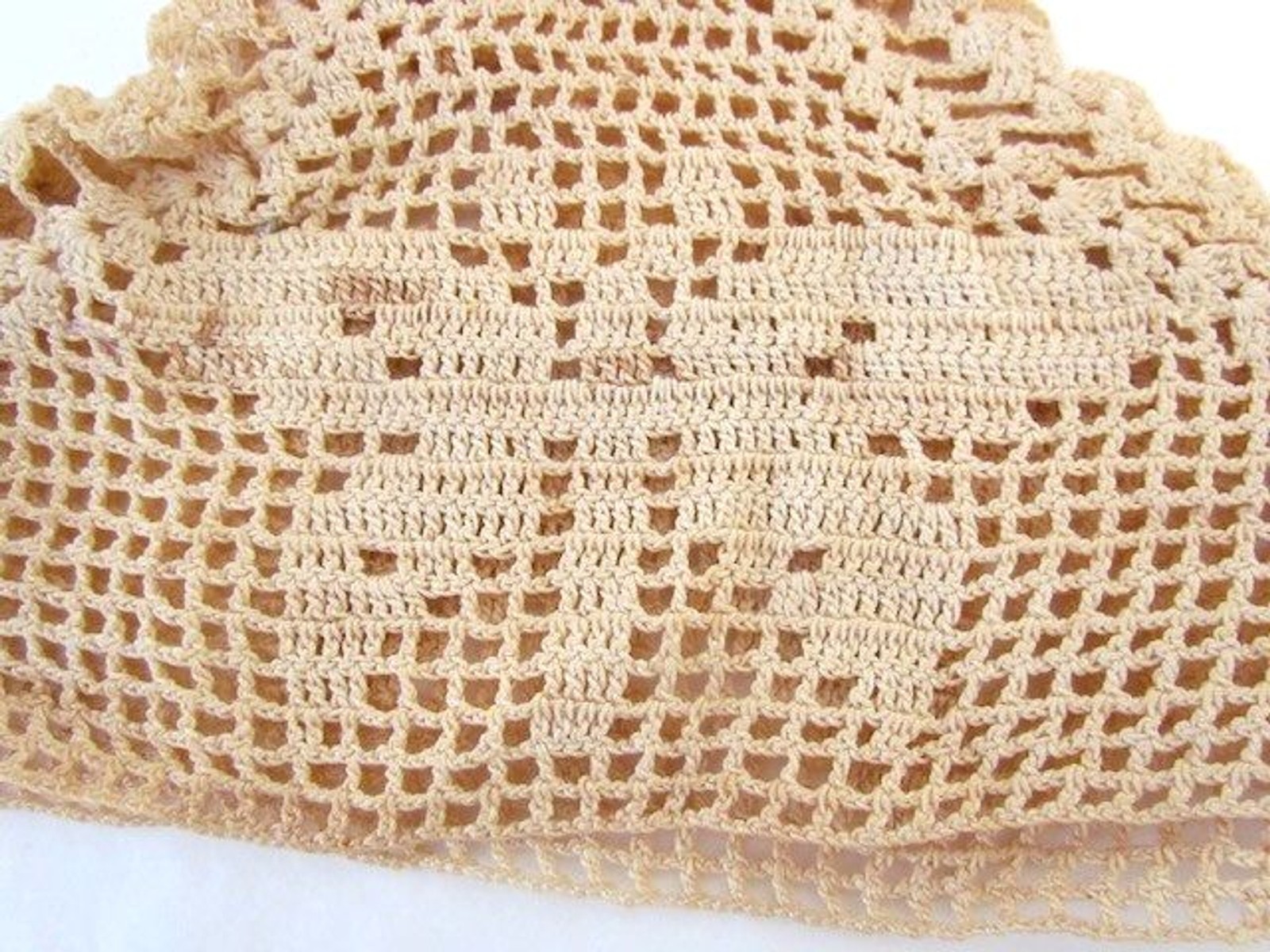 Rare Victorian Filet Crochet Bra Top Butterfly Motif