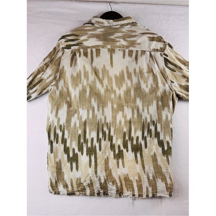 Vintage Thrasher Men’s Silk Short Sleeve Button Up Shirt Olive Cream Grunge