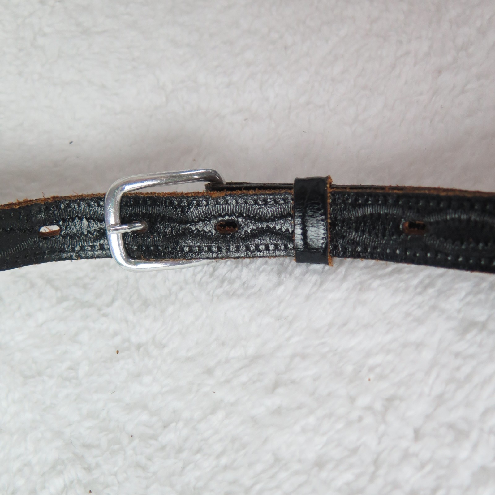Beaded Native Belt Vintage Cowhide Hand Beading sz 36 Narrow China Made Black