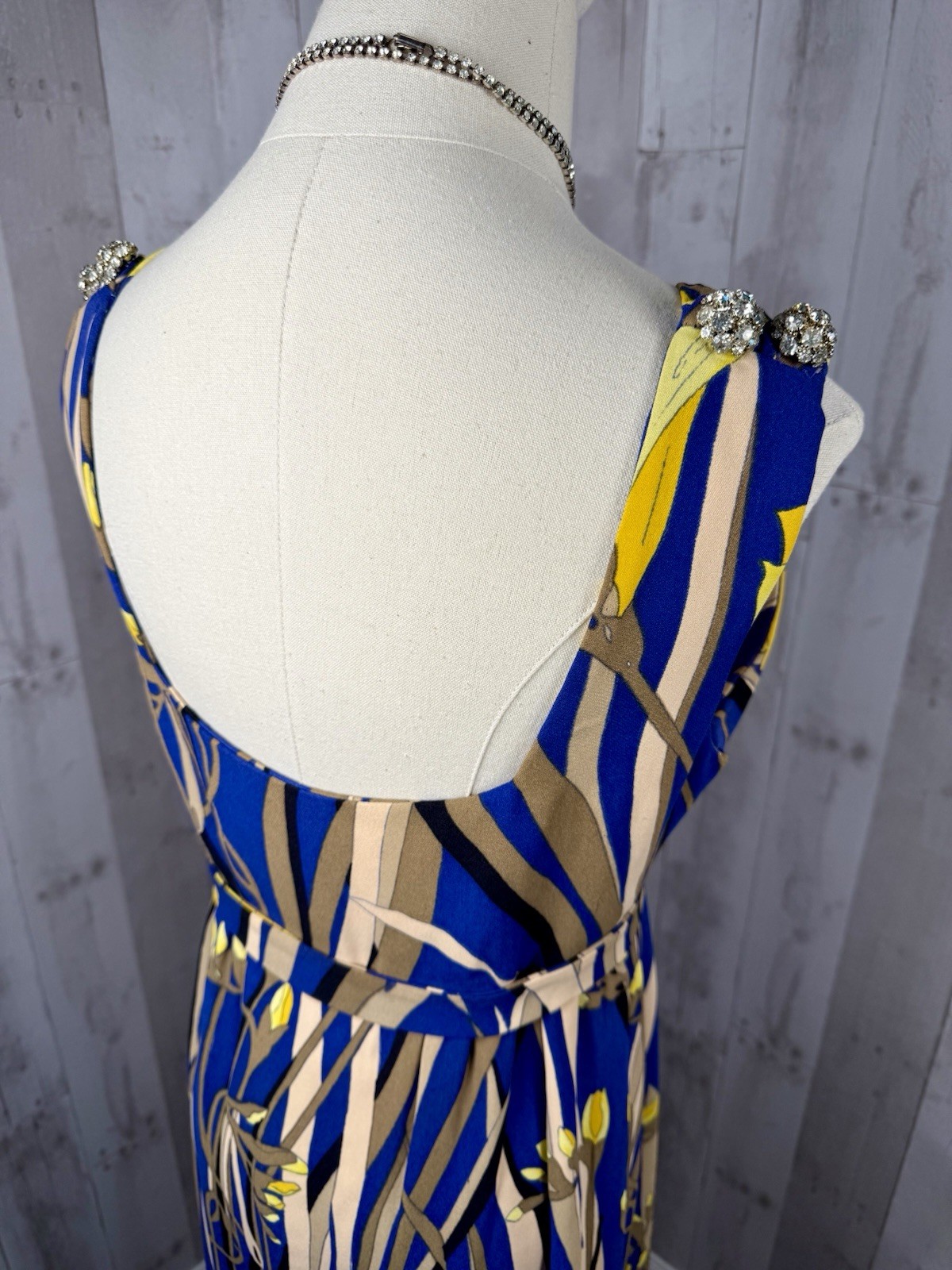 Vintage 1960s Designer Evening Gown Floral Cocktail Dress Rhinestones – Small/2
