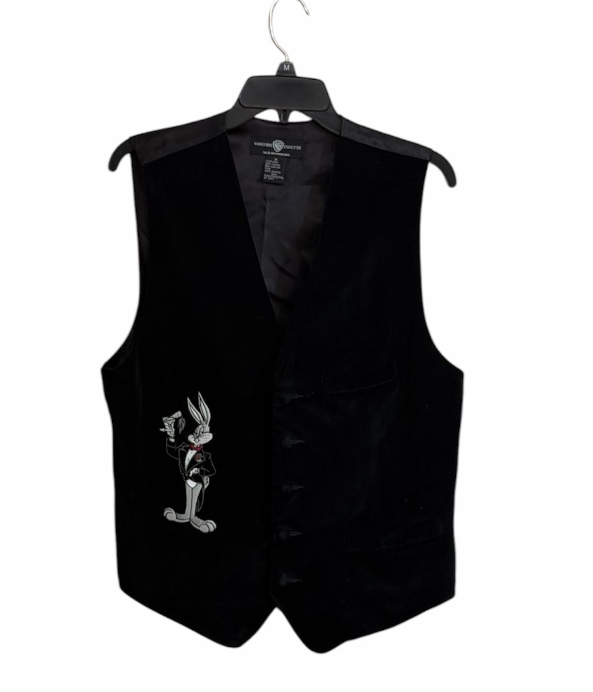 VTG 95 Bugs Bunny Tuxedo Vest Mens Med Black Velvet Warner Bros Store
