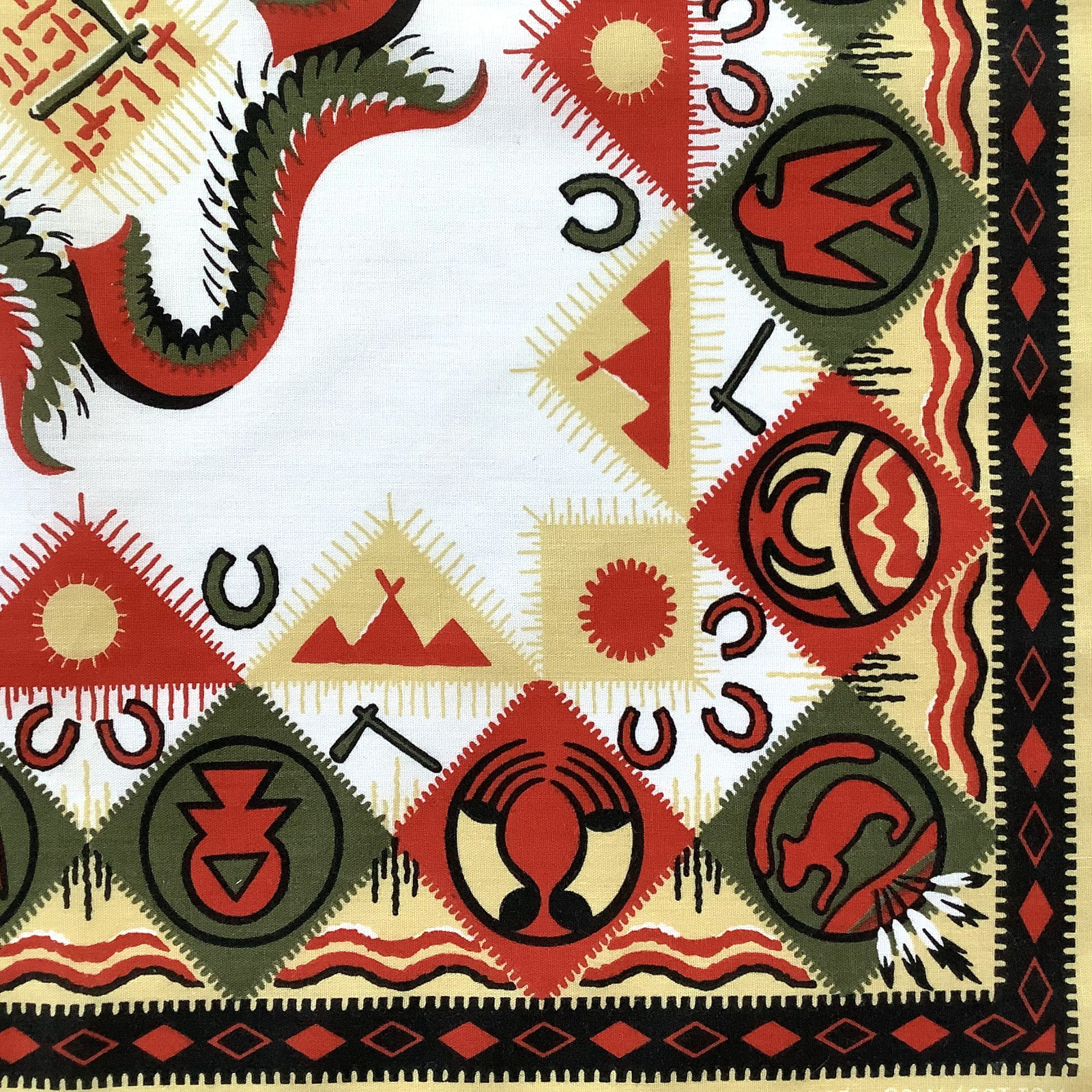 Vtg Bandana Southwest Native American Design Handkerchief 22.5 x 21.5 USA